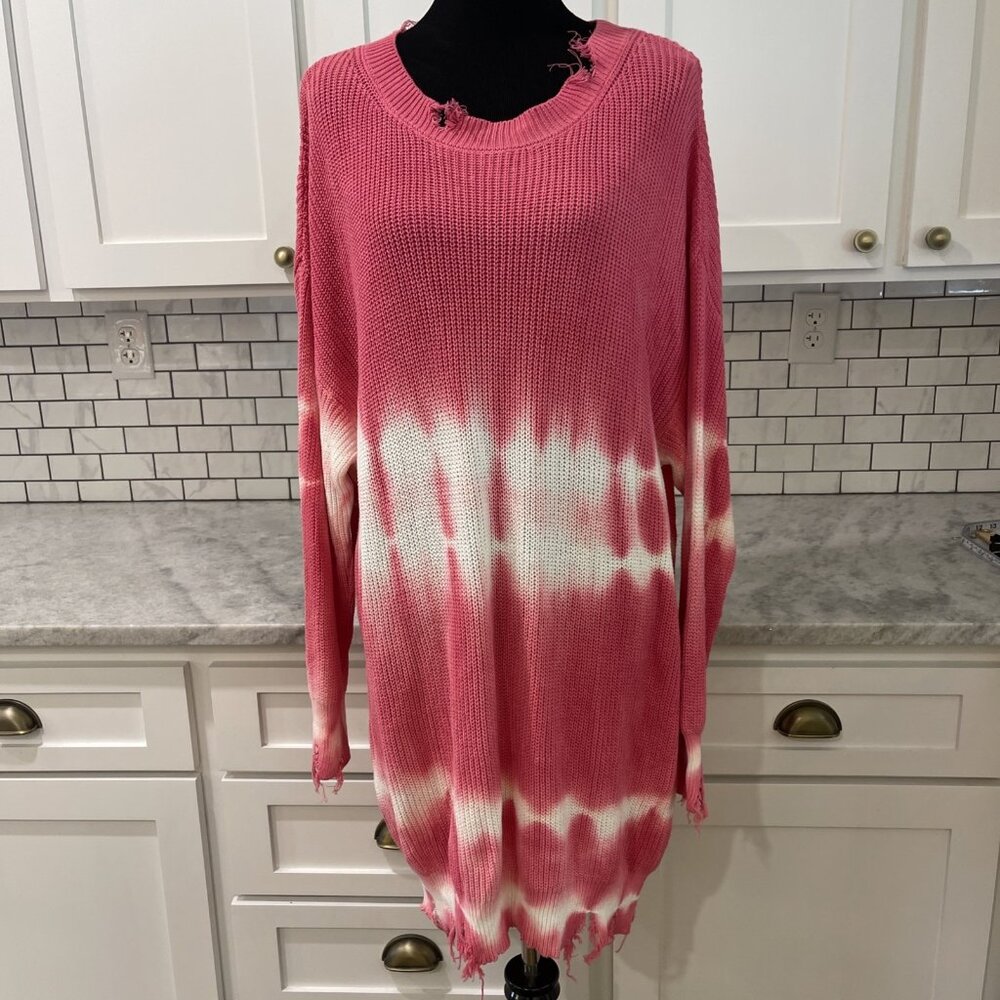 Davi & Dani Dress Womens 2XL Pink Knit‎ Sweater Elle Woods Tunic Beach New Tags